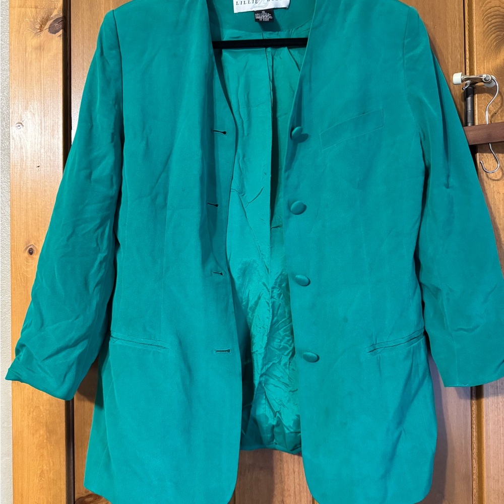 Vintage Lillie Rubin Vibrant Silk Green Jacket